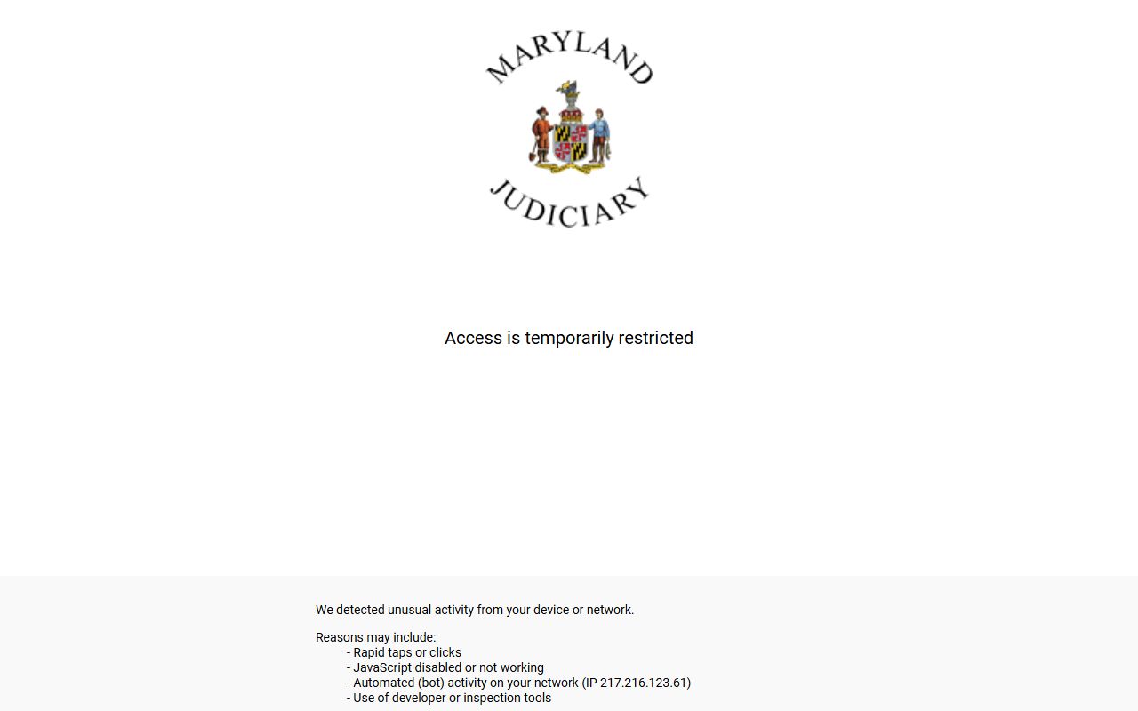 Maryland Judiciary Case Search for probate court records lookup