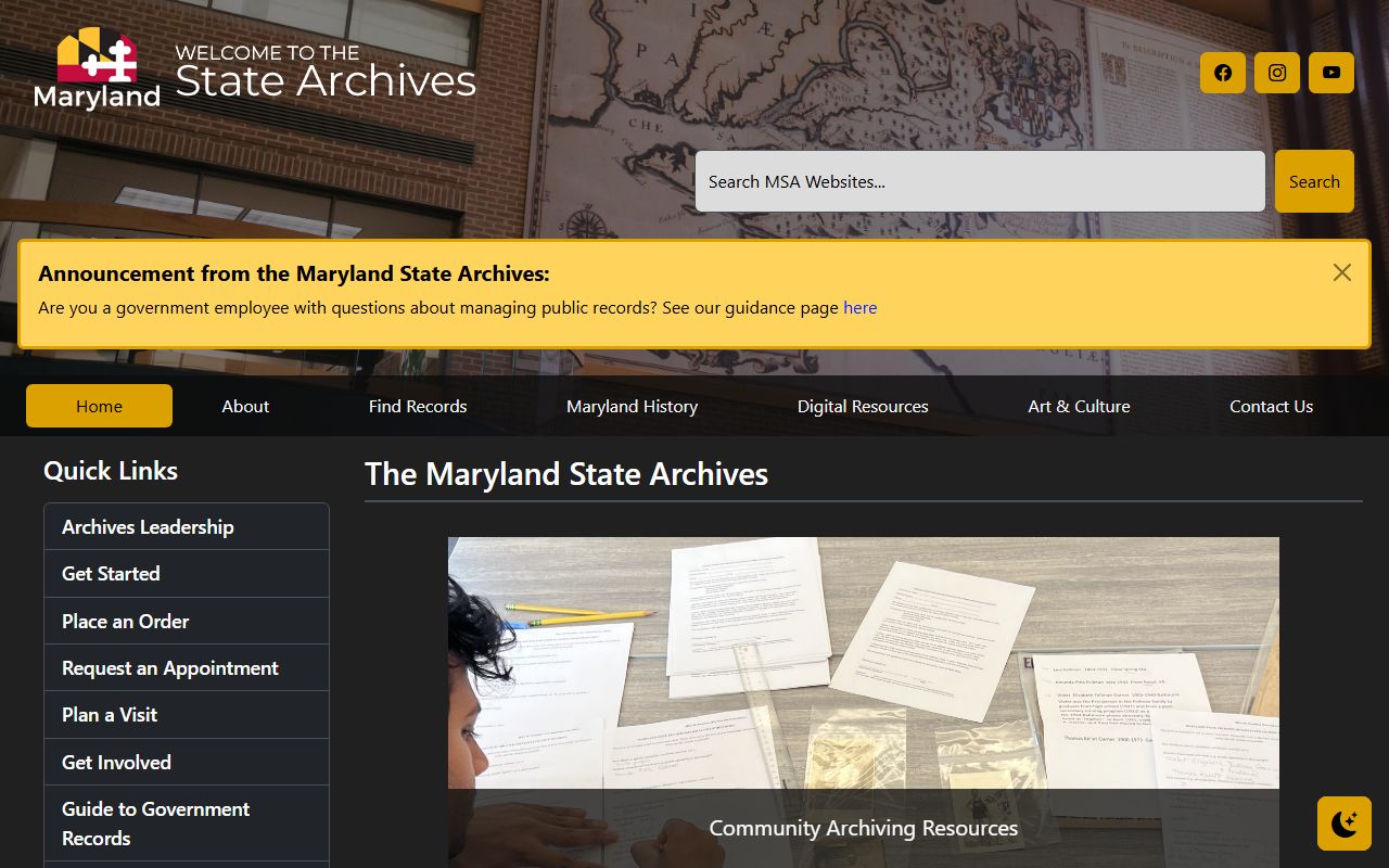 Maryland State Archives probate court records collection